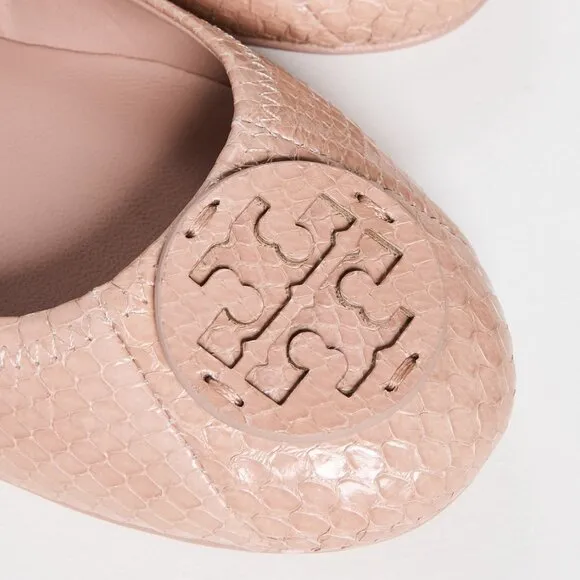Tory Burch $228 Minnie Travel Ballet Flats Snake Embossed MANY SIZES Meadowsweet
