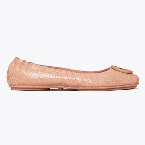 Tory Burch $228 Minnie Travel Ballet Flats Snake Embossed MANY SIZES Meadowsweet