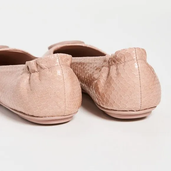Tory Burch $228 Minnie Travel Ballet Flats Snake Embossed MANY SIZES Meadowsweet