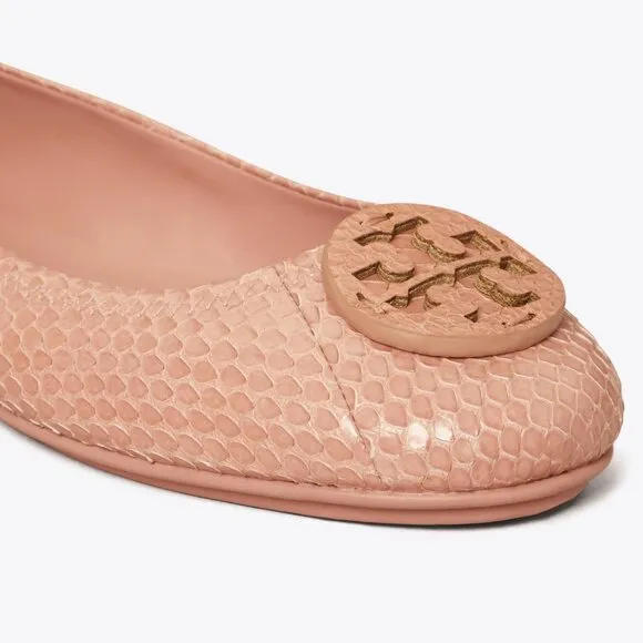 Tory Burch $228 Minnie Travel Ballet Flats Snake Embossed MANY SIZES Meadowsweet