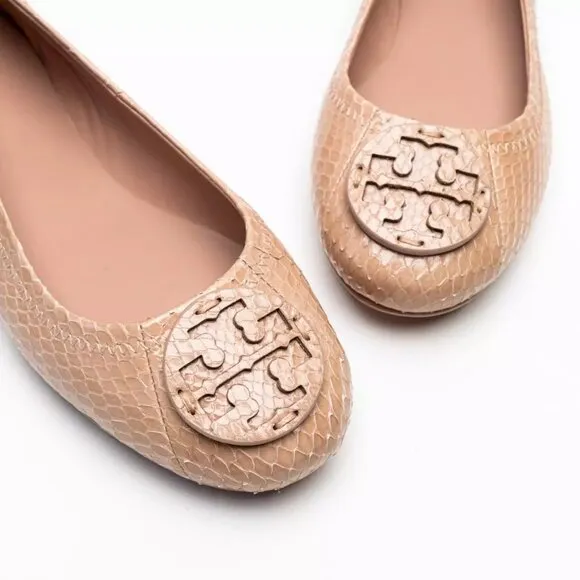 Tory Burch $228 Minnie Travel Ballet Flats Snake Embossed MANY SIZES Meadowsweet