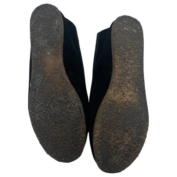 Tory Burch Billy Logo Fur Lined Velvet Slippers Flat Shoes Loafers Black Size 9M