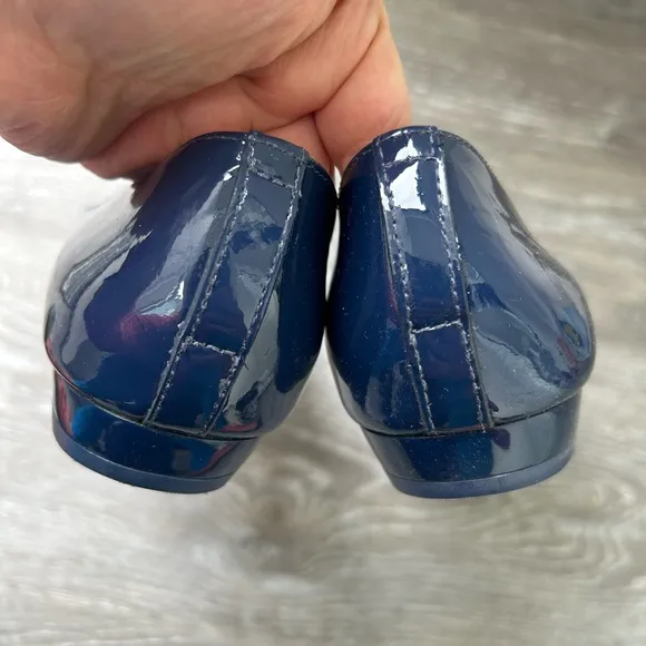 Tory Burch Blue Ballet Flats with Striped Accents
