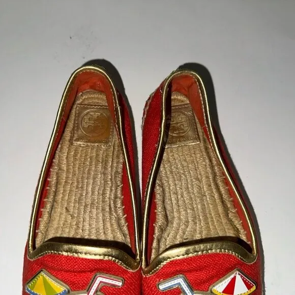 Tory Burch Coco Coconut Cocktail Embellished Espadrille Flats Size 7.0 US