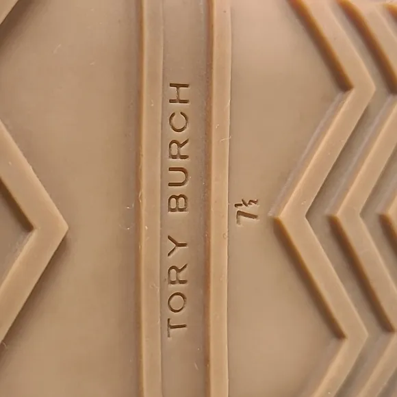 TORY BURCH Criss-Cross Textured Leather slides  with Logo Orange &amp; Tan Size 7.5M