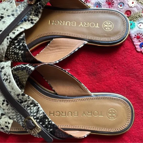 Tory Burch Delaney Faux Snake Print Sandals