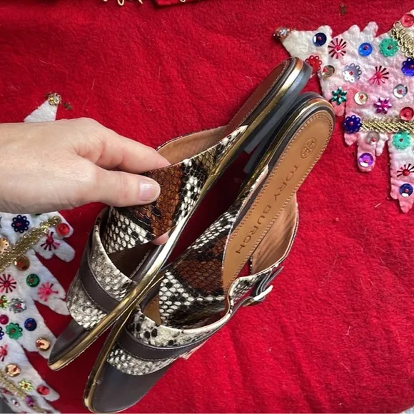 Tory Burch Delaney Faux Snake Print Sandals
