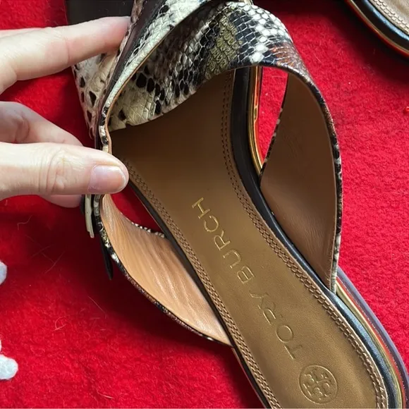 Tory Burch Delaney Faux Snake Print Sandals