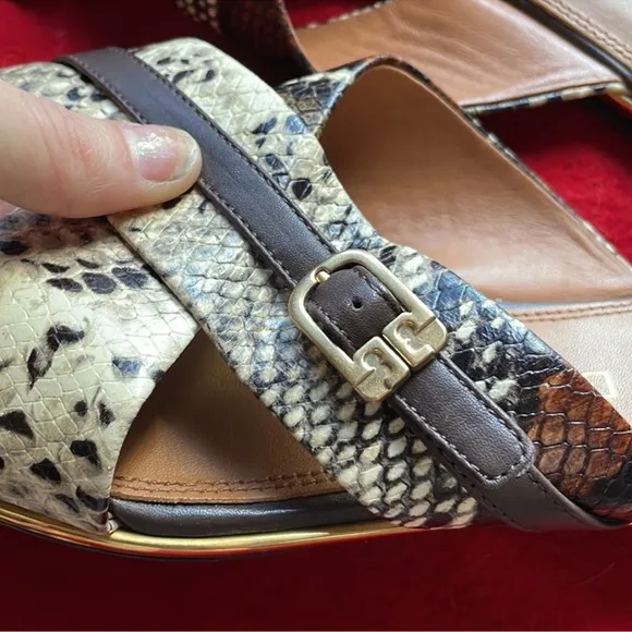 Tory Burch Delaney Faux Snake Print Sandals