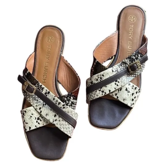 Tory Burch Delaney Faux Snake Print Sandals