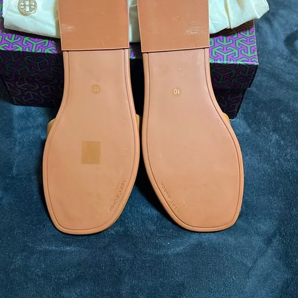 Tory Burch Double T-leather Sport Slide Sandals 10