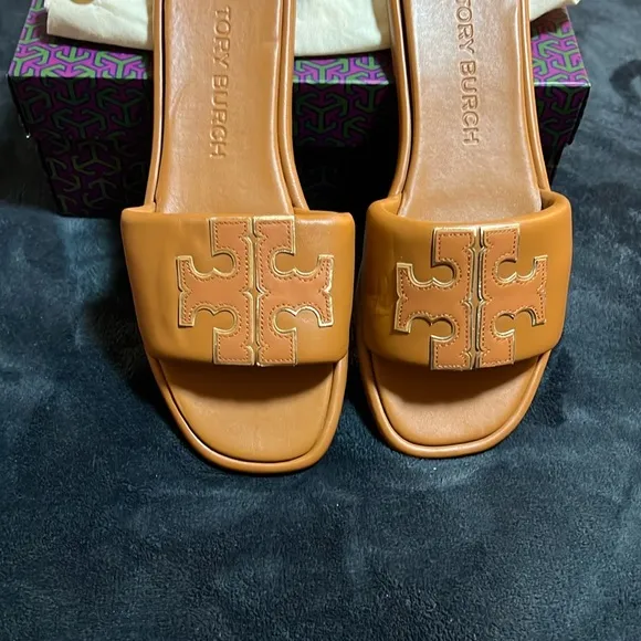 Tory Burch Double T-leather Sport Slide Sandals 10