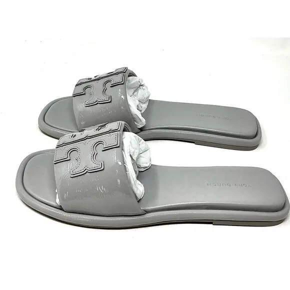 🆕Tory Burch Double T Sport Slide Sandals Bay Gray Size 7.5 NIB