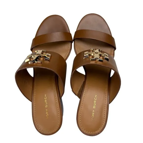 TORY BURCH Everly 65mm Leather Sandal Wedge Slide Sz 6.5