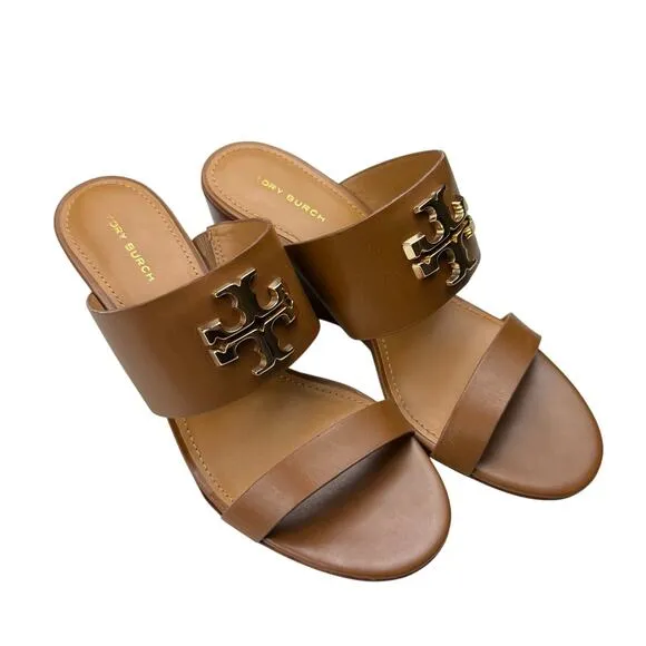 TORY BURCH Everly 65mm Leather Sandal Wedge Slide Sz 6.5