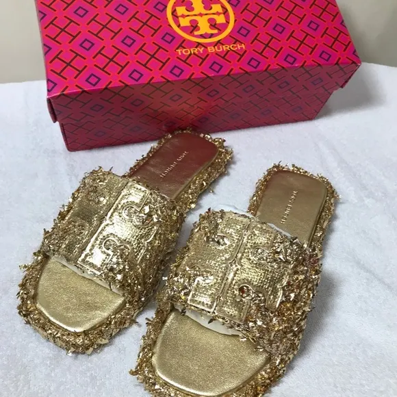 Tory Burch Gold Women's Slide Sandals size 5