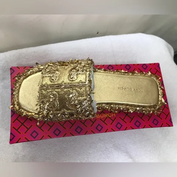 Tory Burch Gold Women's Slide Sandals size 5
