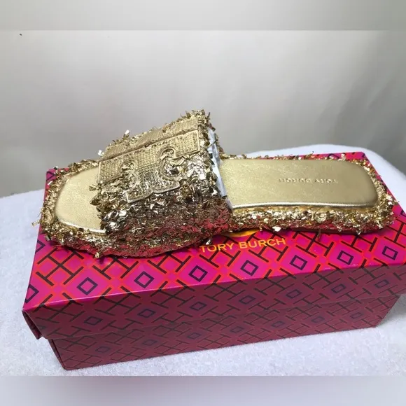 Tory Burch Gold Women's Slide Sandals size 5