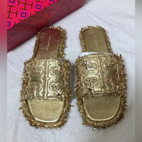 Tory Burch Gold Women's Slide Sandals size 5