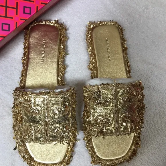 Tory Burch Gold Women's Slide Sandals size 5