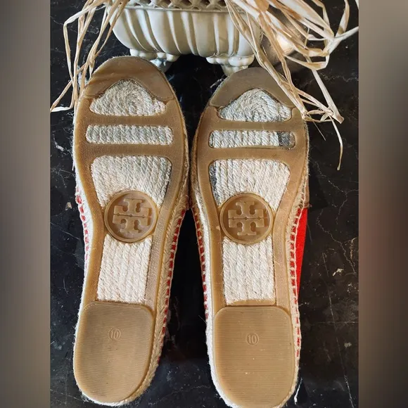 Tory Burch Jamie Canyon Colorblock Textile/Jute Logo Espadrills.