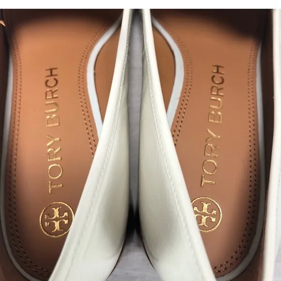 Tory Burch Jessa Goatskin Patent Leather Pump Heel Ivory Mint