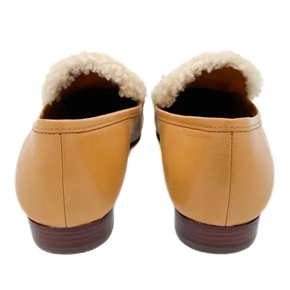 Tory Burch Jessa Shearling Tan Beige Loafer Flats