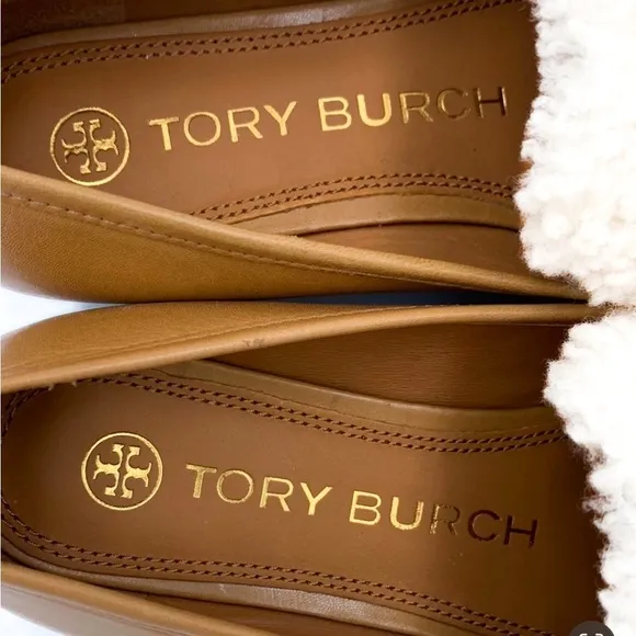 Tory Burch Jessa Shearling Tan Beige Loafer Flats