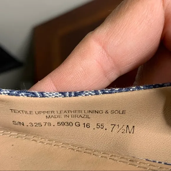 Tory Burch Link Print Textile Buckle Flats