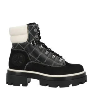 Tory Burch Miller Lug Hiking Boot with White Quilting