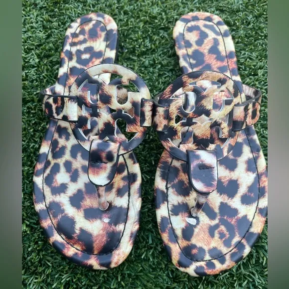 Tory Burch Miller Slides Leopard Sandals Size 8