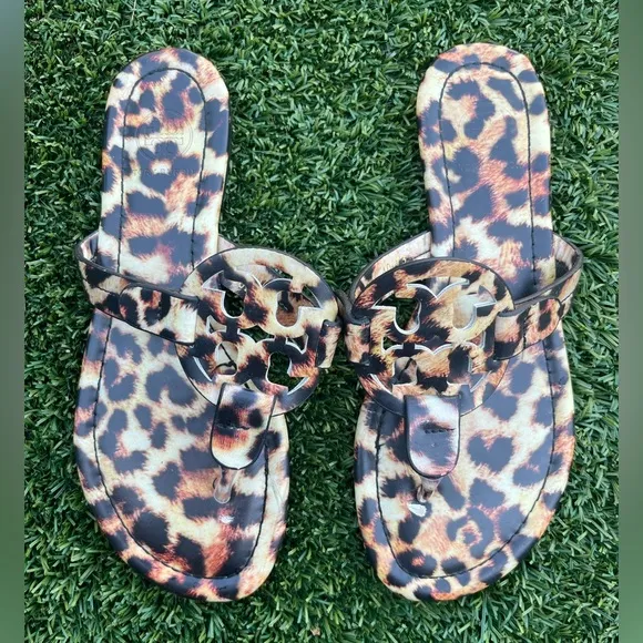 Tory Burch Miller Slides Leopard Sandals Size 8
