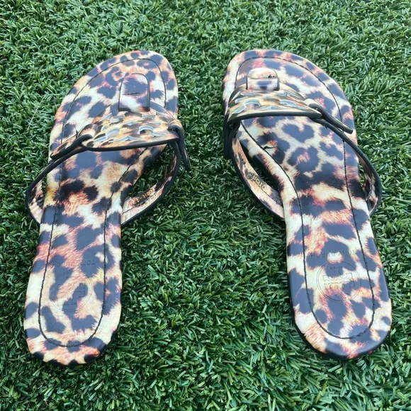 Tory Burch Miller Slides Leopard Sandals Size 8