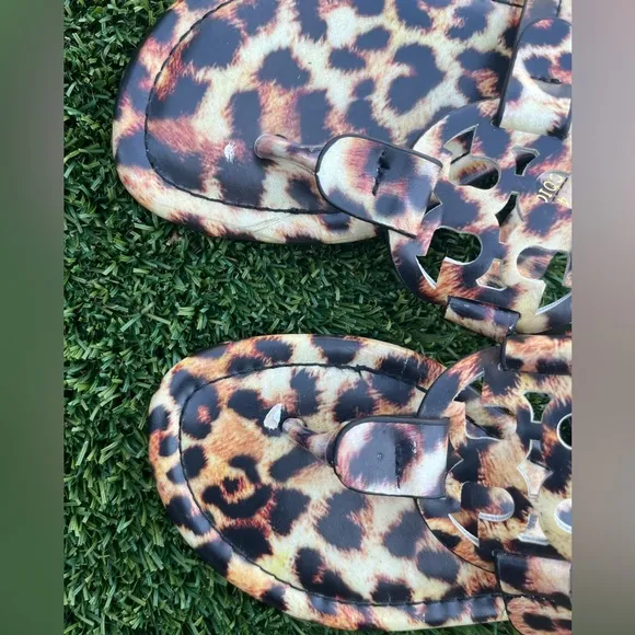 Tory Burch Miller Slides Leopard Sandals Size 8