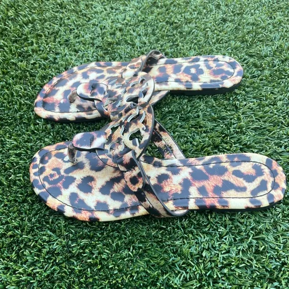 Tory Burch Miller Slides Leopard Sandals Size 8