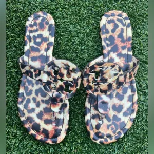 Tory Burch Miller Slides Leopard Sandals Size 8