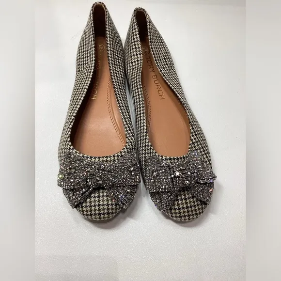 Tory Burch Multicolor Cotton-virgin Wool Blend Ballerinas with crystal bow