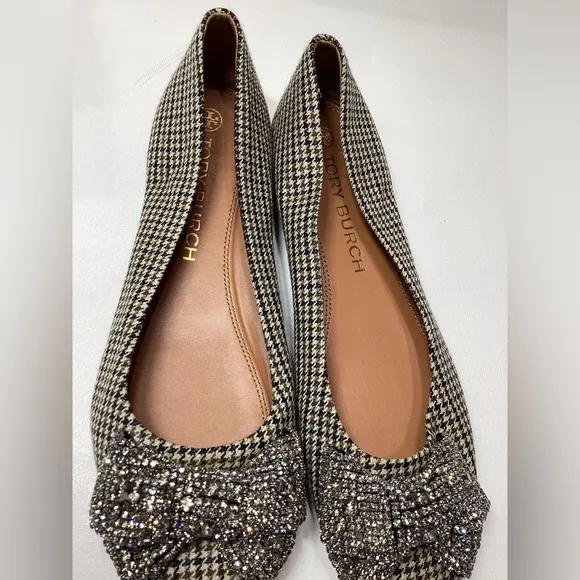 Tory Burch Multicolor Cotton-virgin Wool Blend Ballerinas with crystal bow