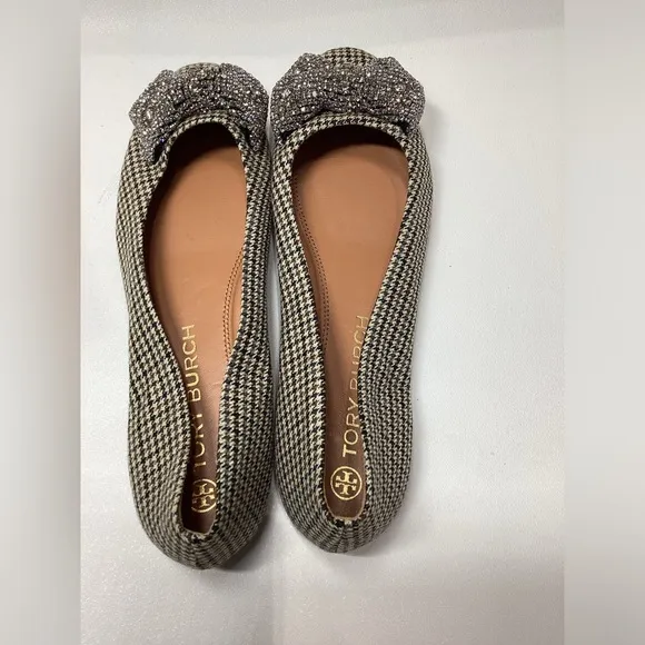 Tory Burch Multicolor Cotton-virgin Wool Blend Ballerinas with crystal bow