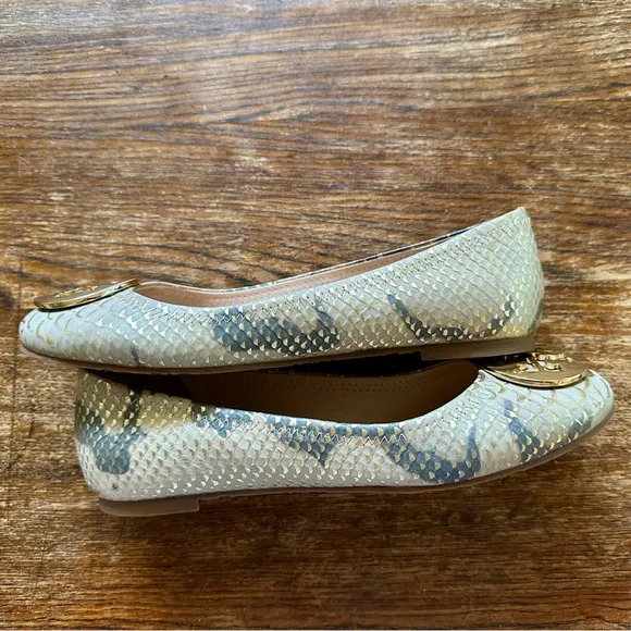 Tory Burch Reva Snake Skin Print Ballerina Flats Size 7