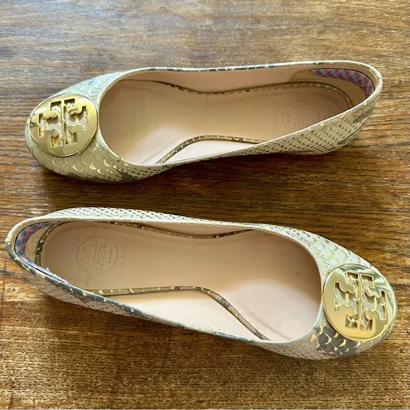 Tory Burch Reva Snake Skin Print Ballerina Flats Size 7
