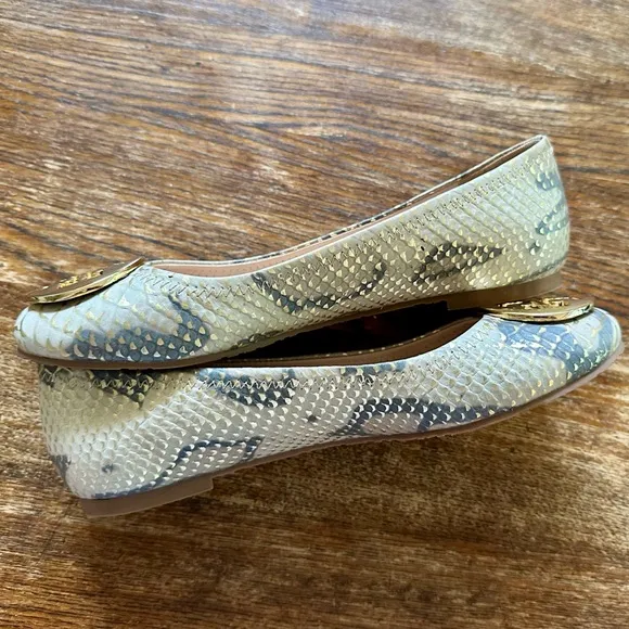 Tory Burch Reva Snake Skin Print Ballerina Flats Size 7