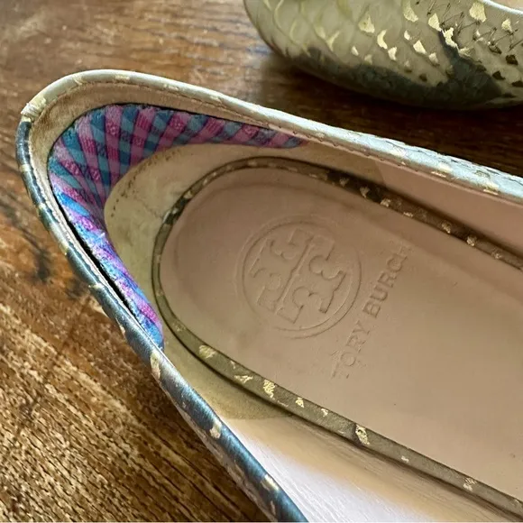 Tory Burch Reva Snake Skin Print Ballerina Flats Size 7