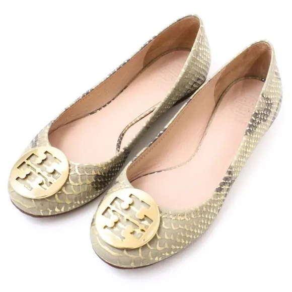 Tory Burch Reva Snake Skin Print Ballerina Flats Size 7