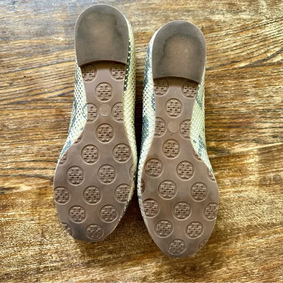 Tory Burch Reva Snake Skin Print Ballerina Flats Size 7