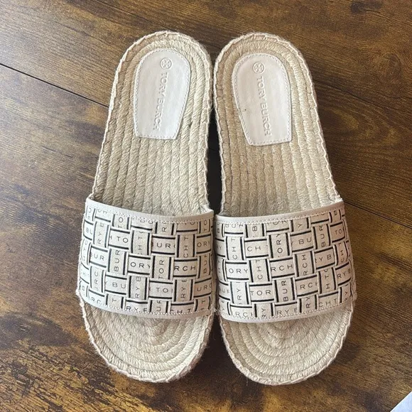 Tory Burch Ribbon Espadrille Slide 8.5