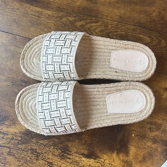 Tory Burch Ribbon Espadrille Slide 8.5