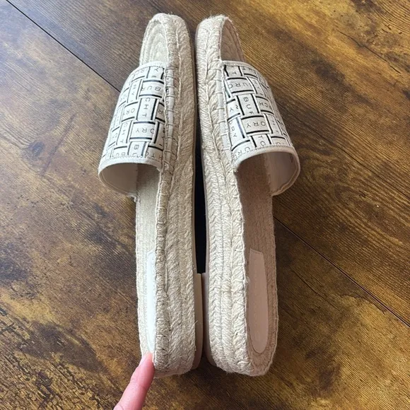 Tory Burch Ribbon Espadrille Slide 8.5