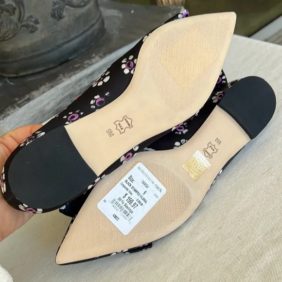 TORY BURCH Satin Bow Floral flats size 9