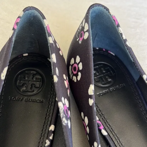 TORY BURCH Satin Bow Floral flats size 9